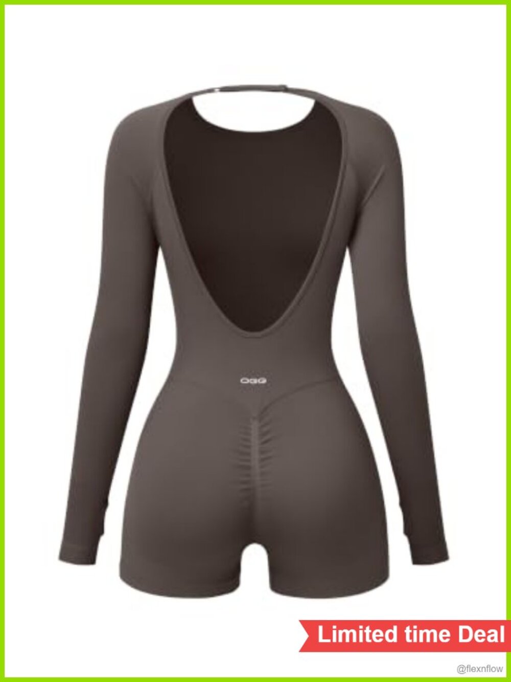 Backless Romper Butt Lifting Long Sleeve Workout One Piece Jumpsuit